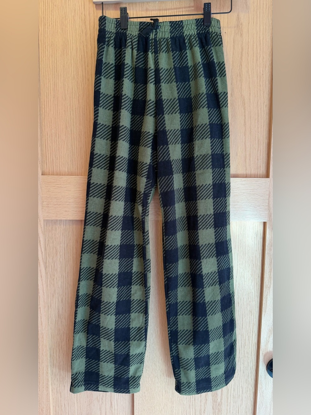 Kids Plaid Jogger Pants in Olive Green and Black